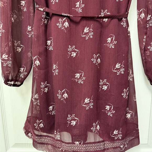Abercrombie & Fitch Floral Burgundy Lined Dress Size XS - Picture 6 of 14